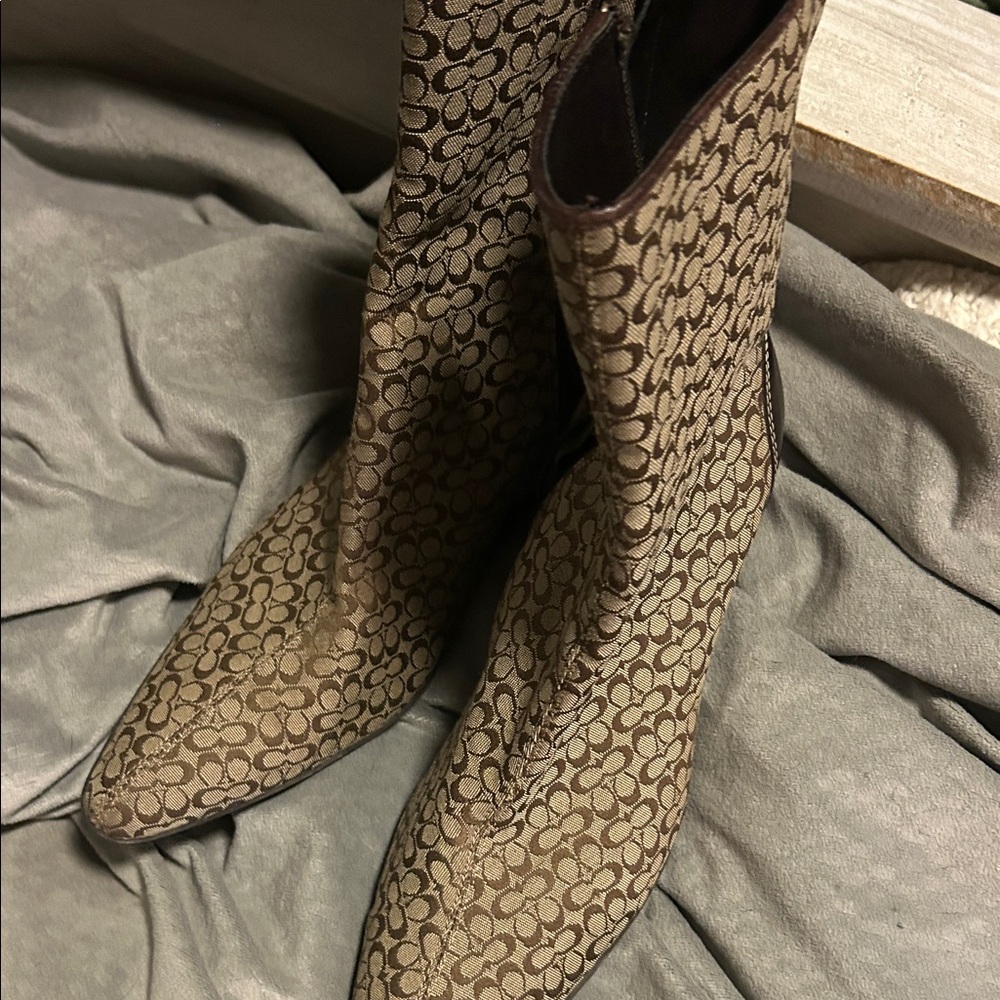 Coach Tan Signature Heeled Boots - Picture 3 of 5